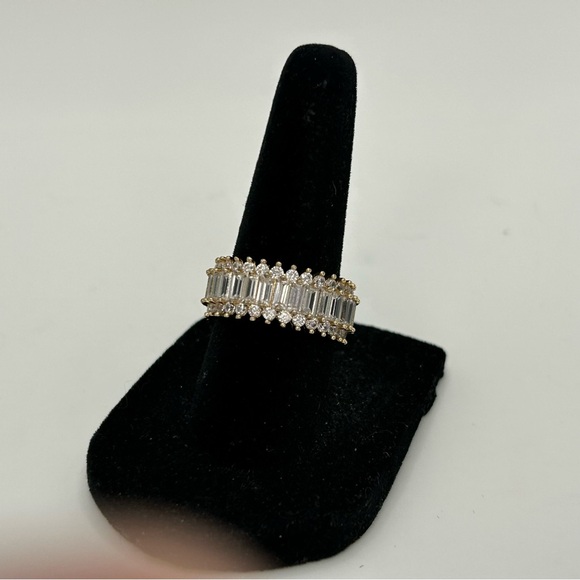 Baguette & Round Cut Wide Eternity Style Statement Band Ring | Size 7 - Picture 3 of 10